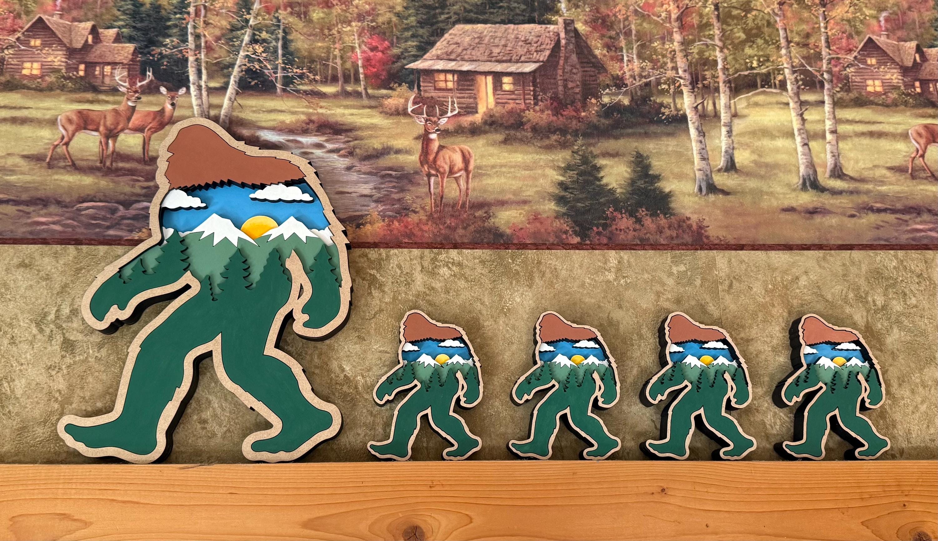 Layered Yeti Sasquatch Bigfoot Shelf Sitter Magnet