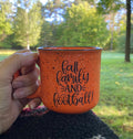 Fall Family and Football Ceramic Campfire Mug / Fall Ceramic Mug / Speckled Ceramic Camp Mug