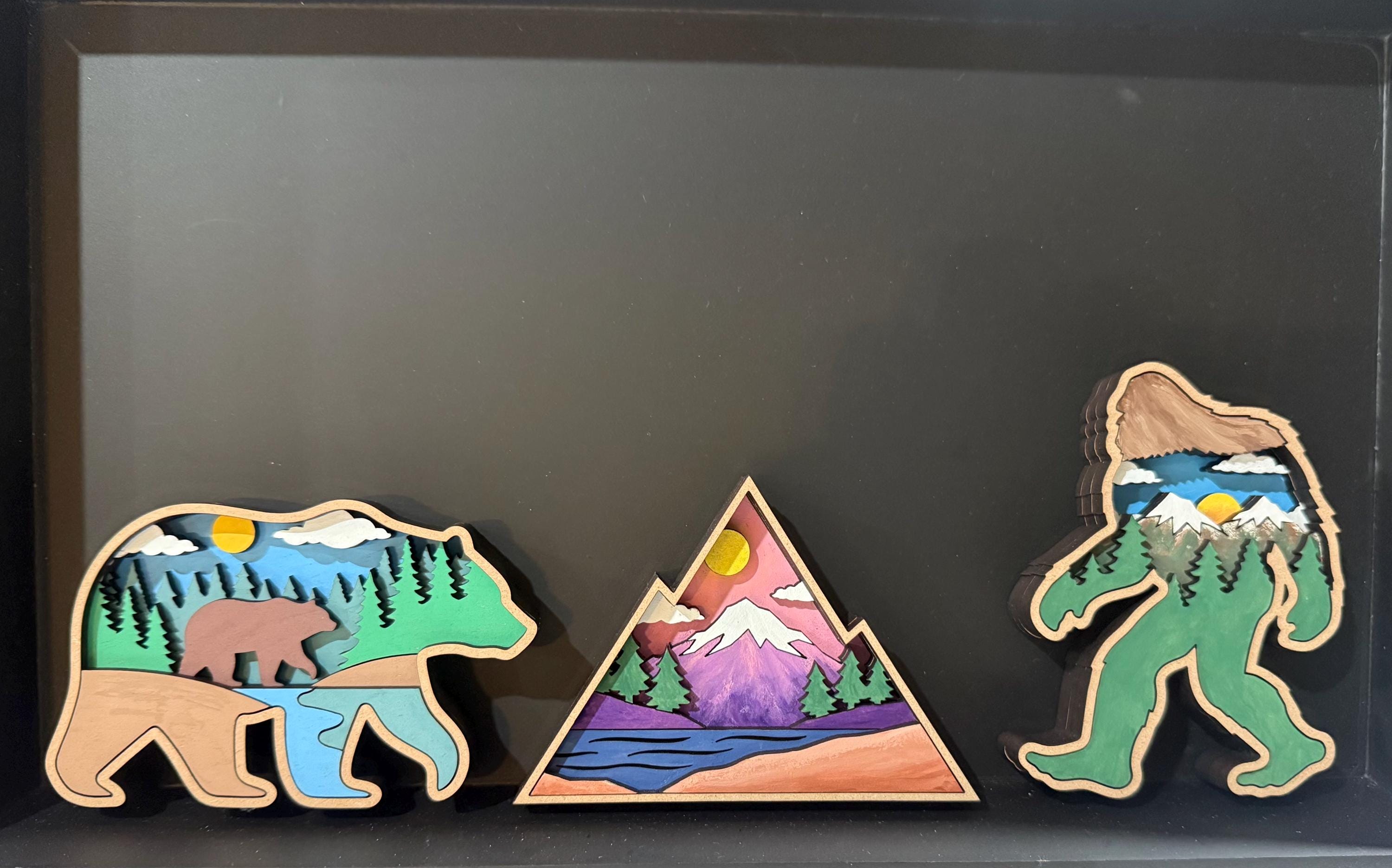 Layered Yeti Sasquatch Bigfoot Shelf Sitter Magnet