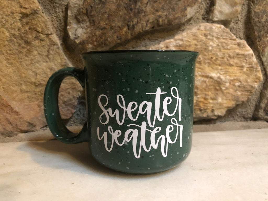 Holiday Ceramic Campfire Mug / Sweater Weather Ceramic Mug / Speckled Ceramic Camp Mug