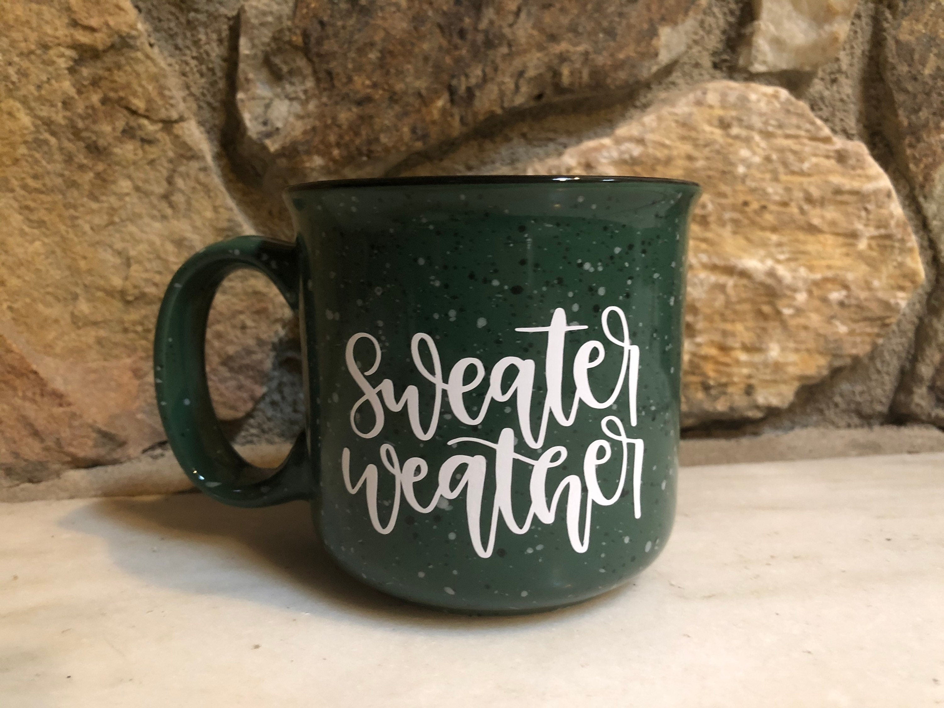 Holiday Ceramic Campfire Mug / Sweater Weather Ceramic Mug / Speckled Ceramic Camp Mug