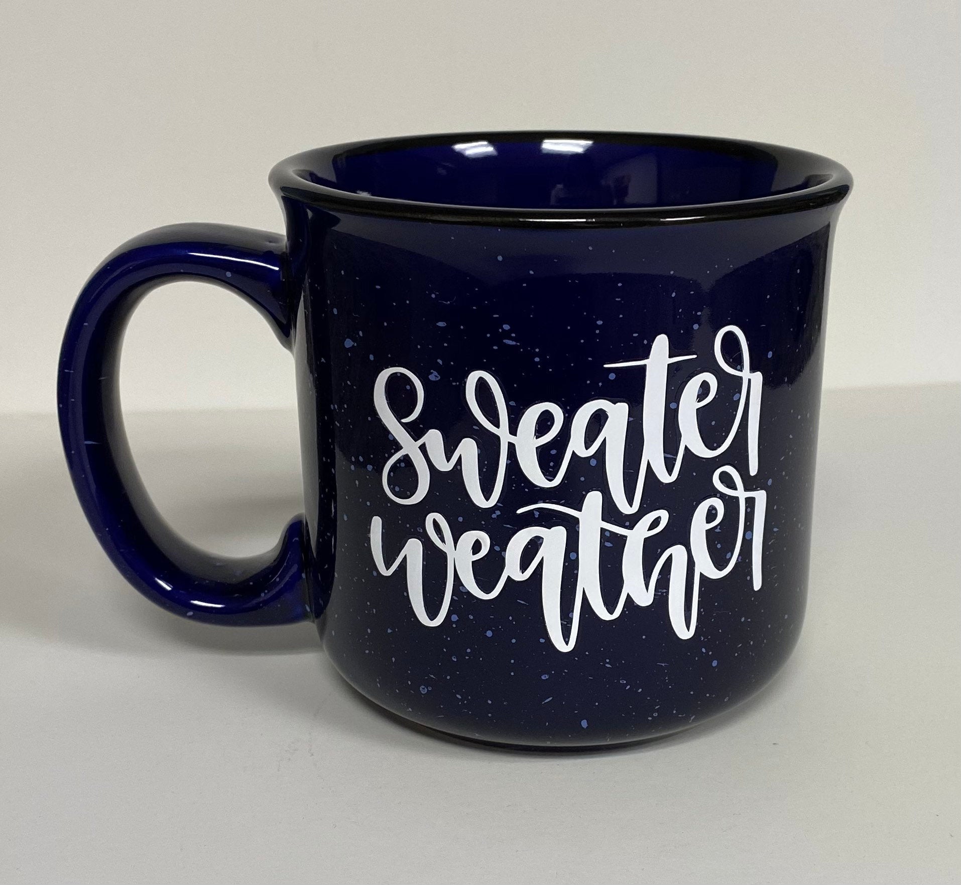Holiday Ceramic Campfire Mug / Sweater Weather Ceramic Mug / Speckled Ceramic Camp Mug