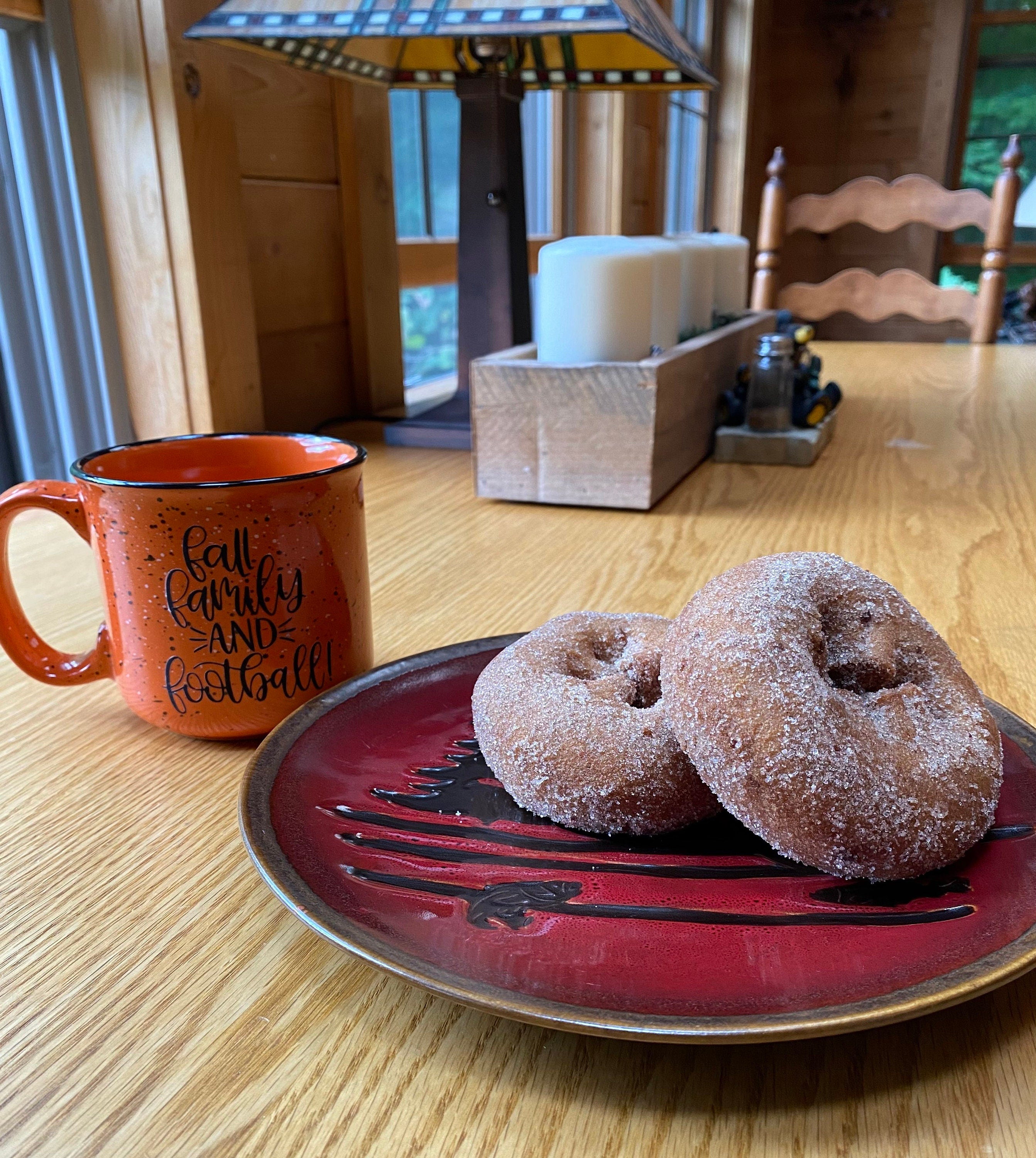 Fall Family and Football Ceramic Campfire Mug / Fall Ceramic Mug / Speckled Ceramic Camp Mug