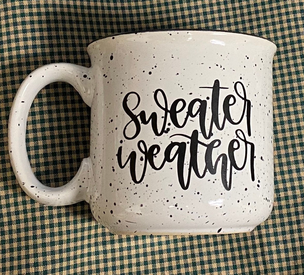 Holiday Ceramic Campfire Mug / Sweater Weather Ceramic Mug / Speckled Ceramic Camp Mug