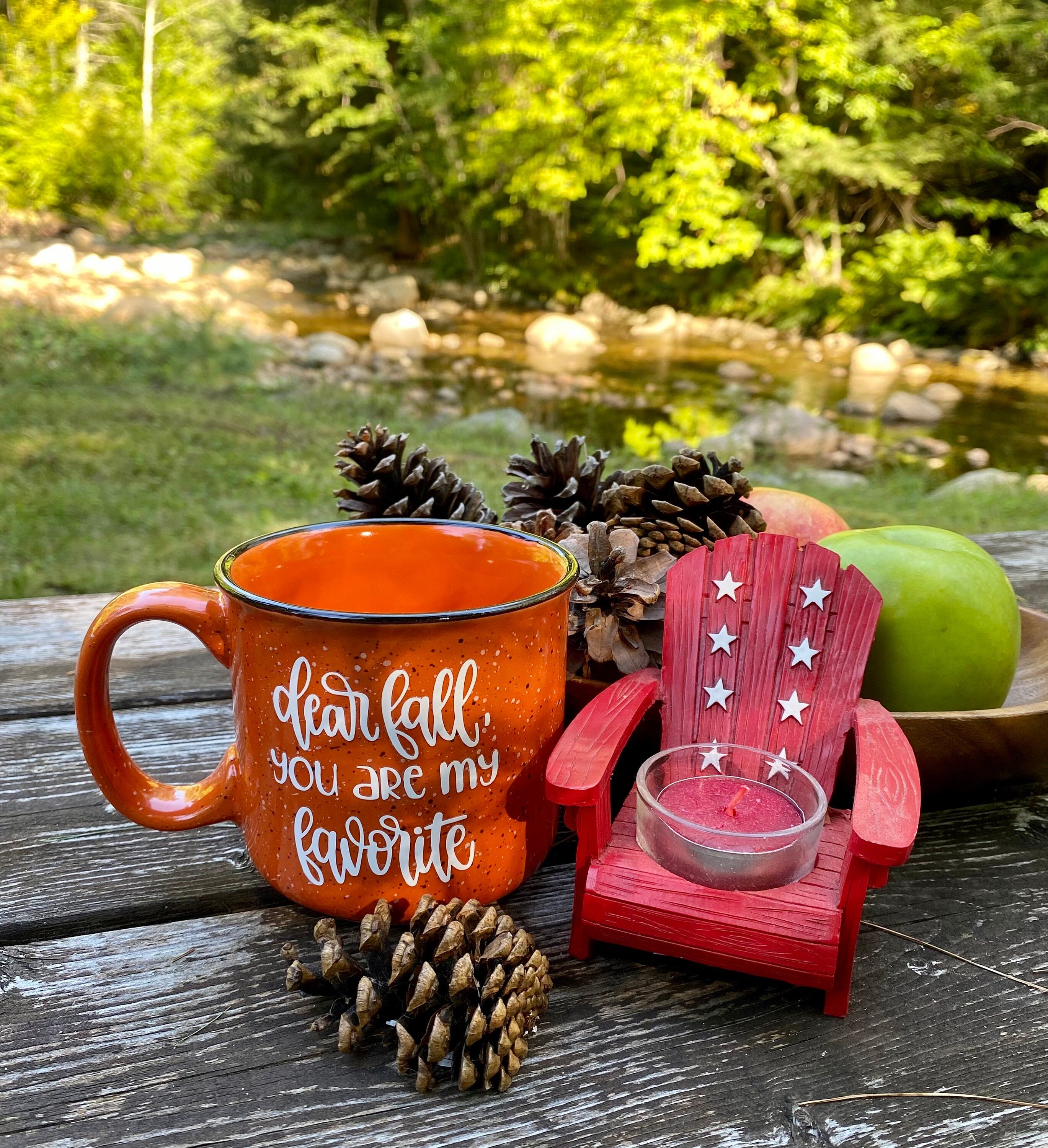 Dear Fall Ceramic Campfire Mug / Fall Is My Favorite Ceramic Mug / Speckled Ceramic Camp Mug